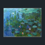 Monet Nympheas Vatten Lilies vykort<br><div class="desc">Monet Nympheas Vatten Lilies vykort. Oljemålning på arbetsyta 1915. Under de sista trettio åren av sitt liv målade Monet sin lila damm på Giverny. Nympheas representerar ett av sina bästa och mest uppskattade verk med sin rik och varierad använda av gröntar. En underbar gåva till fläkt av Monet, impressionism, vatten...</div>