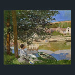 Monet på bankens landskapsmålning poster<br><div class="desc">Oscar-Claude Monet (14 november 1840-5 december 1926) var en Fransk målare och grundare av Franskens intsionistiska stil av målning. Begreppet "Impressionism" härrör från titeln på en av hans målningar. Den här målningen är på Seine Bank,  Bennecourt.</div>
