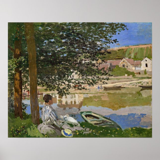 Monet på bankens landskapsmålning poster (Framsidan)