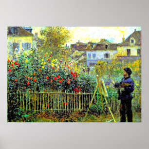 Monet Painting i sin Garden i Argentina Poster
