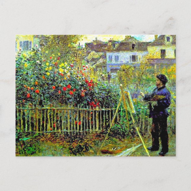Monet Painting i sin Garden Vykort (Framsida)