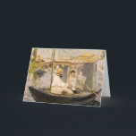 Monet Painting i sin Studio Boat | Édouard Manet Kort<br><div class="desc">Claude Monet Painting i sin Studio Boat (1874) av Édouard Manet är en fascinerande vintage som fångar det intima och kreativ ögonblicket av Monet på jobbet. Det bra konstverket är ett mästerverk med den berömda intsionistiska konstnären Monet som målar på sin båt när den flyter försiktigt på vatten. Manets skickliga...</div>