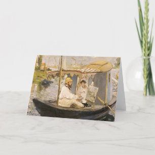 Monet Painting i sin Studio Boat Édouard Manet Kort