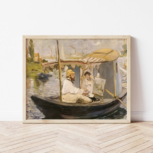 Monet Painting i sin Studio Boat | Édouard Manet Poster (Skapare uppladdad)