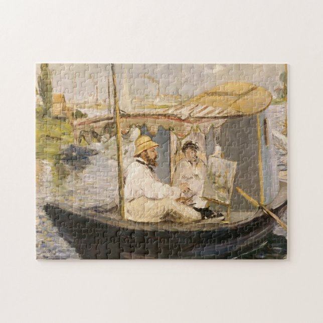 Monet Painting i sin Studio Boat | Édouard Manet Pussel (Horisontell)