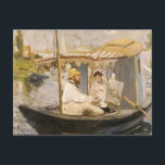 Monet Painting i sin Studio Boat | Édouard Manet Vykort<br><div class="desc">Claude Monet Painting i sin Studio Boat (1874) av Édouard Manet är en fascinerande vintage som fångar det intima och kreativ ögonblicket av Monet på jobbet. Det bra konstverket är ett mästerverk med den berömda intsionistiska konstnären Monet som målar på sin båt när den flyter försiktigt på vatten. Manets skickliga...</div>