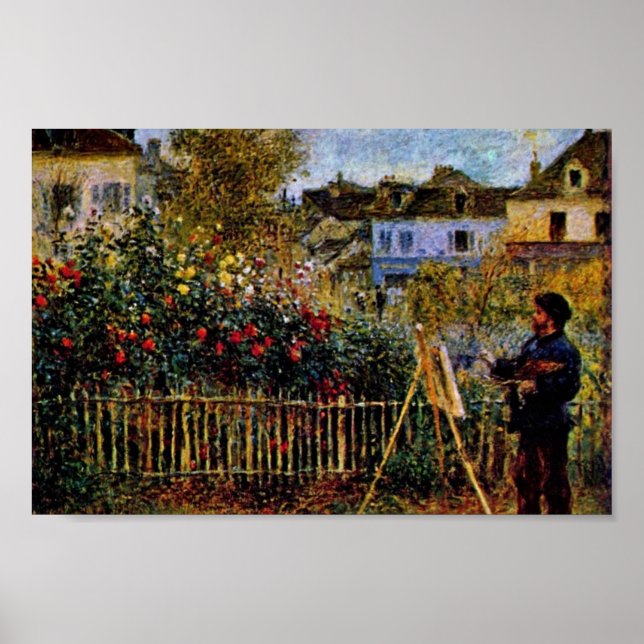 Monet Painting in his Garden in Argenteuil Poster (Framsidan)