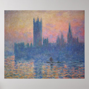 Monet - parlamentets hus i Sunset Poster