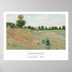 Monet Poppie Fält Poster