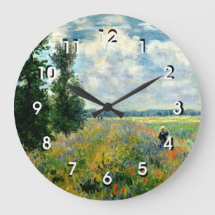 Monet - Poppy Fält, Argenteuil, Large Clock Stor Klocka