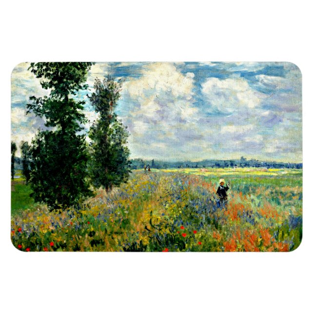 Monet - Poppy Fält, Argentina, Impressionistisk ko Magnet (Horisontell)