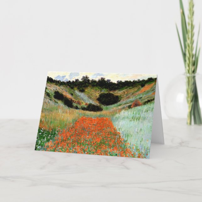 Monet - Poppy Fält i Hollow nära Giverny Kort (Framsida)
