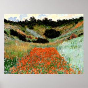 Monet - Poppy Fält i Hollow nära Giverny Poster