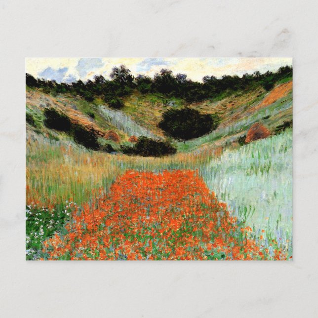 Monet - Poppy Fält i Hollow nära Giverny Vykort (Framsida)