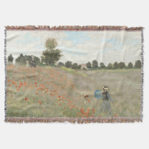 Monet Poppy Fält Meadow Flowers Thylleblad Filt