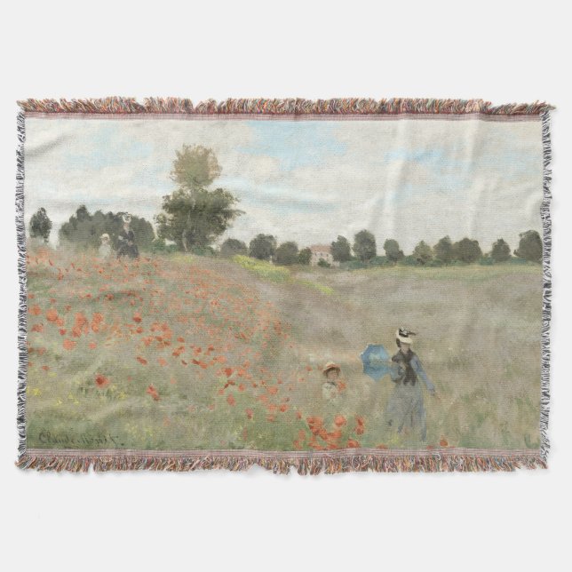 Monet Poppy Fält Meadow Flowers Thylleblad Filt (Framsidan)