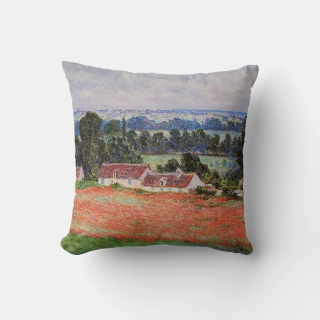Monet - Poppy Fält på Giverny Kudde (Framsida)