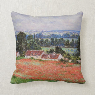 Monet - Poppy Fält på Giverny Kudde