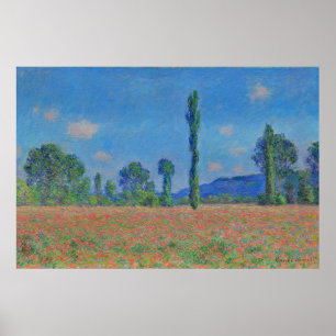 Monet Poppy Fält Painting Poster
