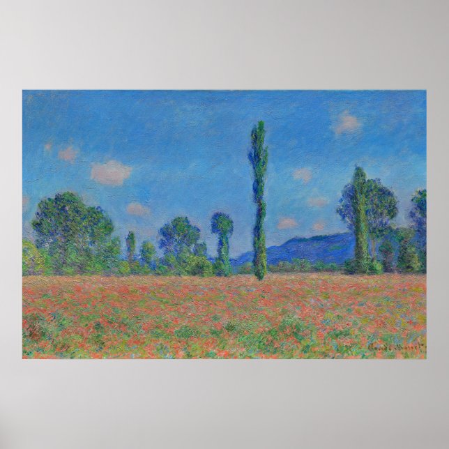 Monet Poppy Fält Painting Poster (Framsidan)