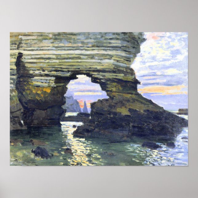Monet - Port d'Mängd Etretat, vacker målning Poster (Framsidan)