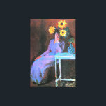 Monet - Porträtt i Suzanne Hoschede, solblommor Canvastryck<br><div class="desc">Porträtt av Suzanne Hoschede med solblommor,  målning av berömd av Claude Monet</div>