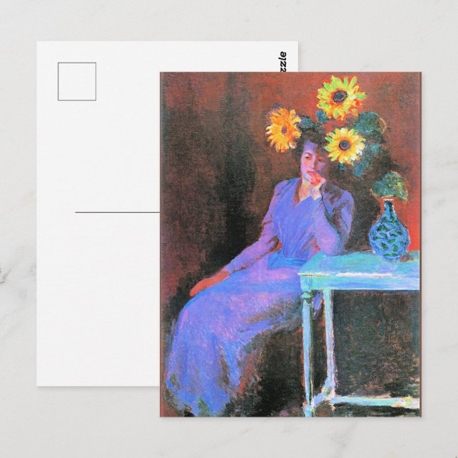 Monet - Porträtt i Suzanne Hoschede Vykort (Fram/baksida)