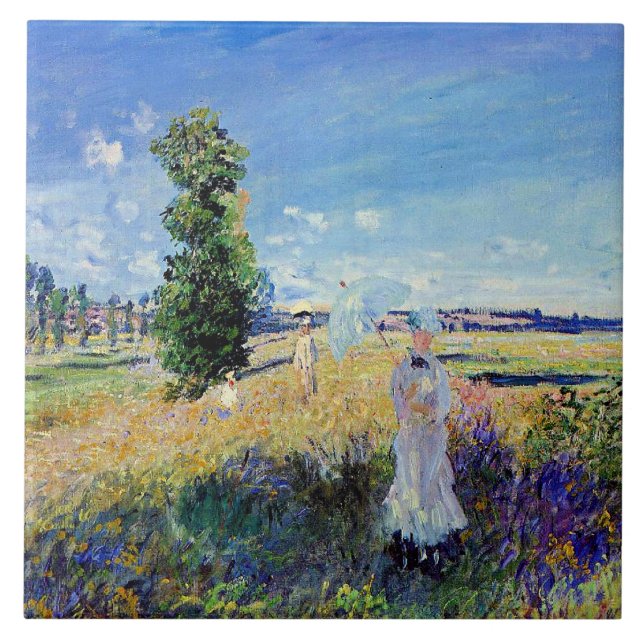 Monet - Promenaden, berömd målning, Kakelplatta (Framsidan)