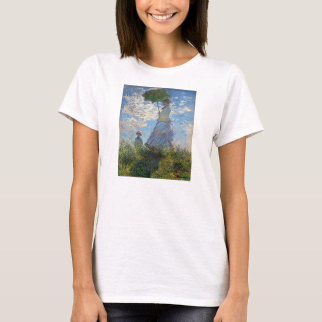 Monet Promenpromenaden Woman med en Parasol T-shir Tee Shirt (Framsida)