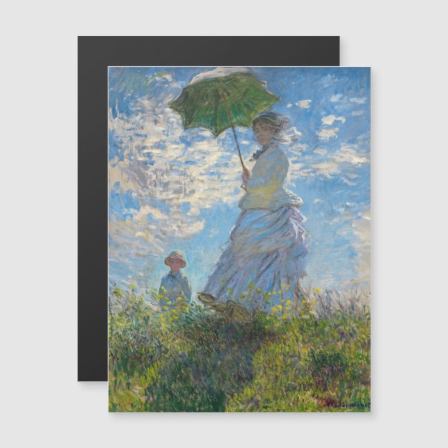 Monet - Promenytoman med Parasol Magnetiskt kort (Fram/baksida)
