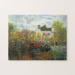 Monet Ro Garden Puzzle Pussel<br><div class="desc">Monet Ro Garden-pussel. Olja på canvas från 1883. Fransk Impressionist Claude Monet skapade några av de vackraste trädgårdslandskapen nära sitt hem i Giverny. Detta är ett av hans tidigare verk som skildrar en ro-trädgård på morgonen nära Argentina. Arbetet har gult, rött och vitt ro som blomstrar fredligt framför ett hem...</div>
