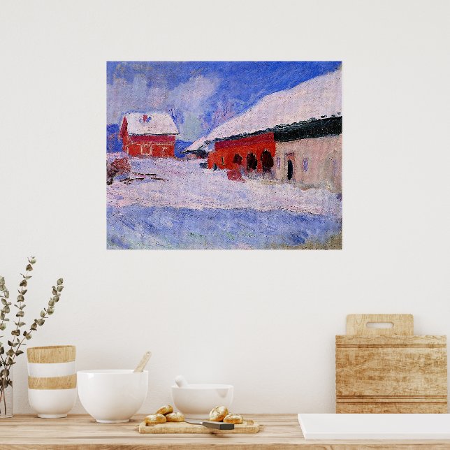 Monet - Röda hus vid Bjornegaard Poster (Kök)