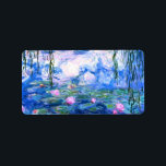 Monet Rosa Vatten Lilies Adressetikett<br><div class="desc">Monet rosa vatten lever adressetiketter med vackra rosa vatten lilies som flyter i en lugn blå damm med lila dynor. En underbar Monet-gåva till fläkt av imponsionism och Fransk konst. Serenisk naturimponerande med vackra blommor och scenkonst.</div>