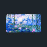 Monet Rosa Vatten Lilies Adressetikett<br><div class="desc">Monet rosa vatten lever adressetiketter med vackra rosa vatten lilies som flyter i en lugn blå damm med lila dynor. En underbar Monet-gåva till fläkt av imponsionism och Fransk konst. Serenisk naturimponerande med vackra blommor och scenkonst.</div>