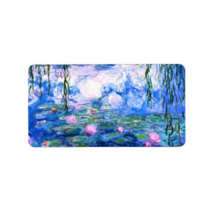 Monet Rosa Vatten Lilies Adressetikett