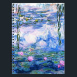Monet Rosa Vatten Lilies Anteckningsbok<br><div class="desc">Den bärbara datorn Monet rosa vatten lilies spiral med vackra rosa vatten lever flytande i en lugn blå damm med lila dynor. En underbar Monet-gåva till fläkt av imponsionism och Fransk konst. Serenisk naturimponerande med vackra blommor och scenkonst.</div>