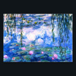 Monet Rosa Vatten Lilies Bordsnummer<br><div class="desc">Ett Monet rosa vatten lilies bord-kort med vackra rosa vatten lilies flyter i en lugn blå damm med lila dynor. En underbar Monet-gåva till fläkt av imponsionism och Fransk konst. Serenisk naturimponerande med vackra blommor och scenkonst.</div>
