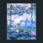Monet Rosa Vatten Lilies Flygblad<br><div class="desc">En Monet rosa vatten flygblad med vackra rosa vatten lever flytande i en lugn blå damm med lila dynor. En underbar Monet-gåva till fläkt av imponsionism och Fransk konst. Serenisk naturimponerande med vackra blommor och scenkonst.</div>