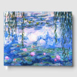 Monet Rosa Vatten Lilies Gästböcker<br><div class="desc">En Monet rosa vatten lever gäst bok med vackra rosa vatten och flyter i en lugn blå damm med lila dynor. En underbar Monet-gåva till fläkt av imponsionism och Fransk konst. Serenisk naturimponerande med vackra blommor och scenkonst.</div>