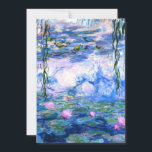Monet Rosa Vatten Lilies  Inbjudningar<br><div class="desc">Ett Monet rosa vatten-inbjudningskort med vackra rosa vatten lever flytande i en lugn blå damm med lila dynor. En underbar Monet-gåva till fläkt av imponsionism och Fransk konst. Serenisk naturimponerande med vackra blommor och scendammlandskap.</div>