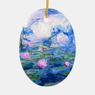 Monet Rosa Vatten Lilies  Julgransprydnad Keramik