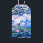 Monet Rosa Vatten Lilies Presentetikett<br><div class="desc">En Monet rosa vatten lever i en märkre med vackra rosa vatten och flyter i en lugn blå damm med lila dynor. En underbar Monet-gåva till fläkt av imponsionism och Fransk konst. Serenisk naturimponerande med vackra blommor och scenkonst.</div>