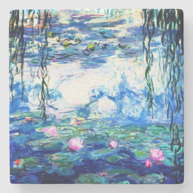 Monet Rosa Vatten Lilies Stone Underlägg (Framsidan)