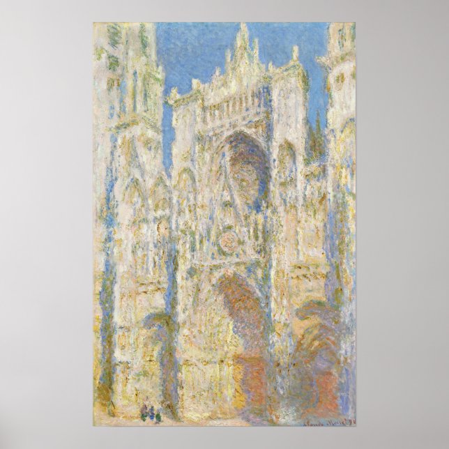 Monet - Rouen Cathedral Väster Facade Sunlight Poster (Framsidan)