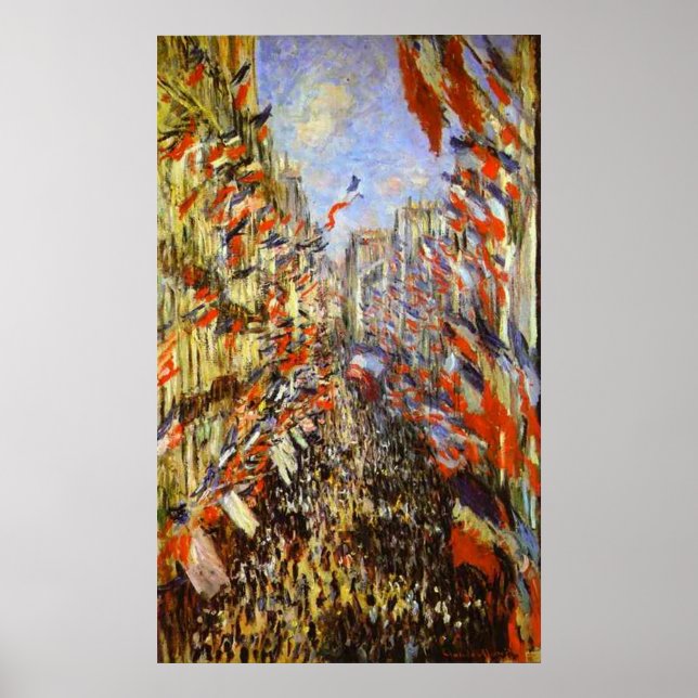 Monet Rue Montorgeuil, Paris, 30 juni 1878 Poster (Framsidan)