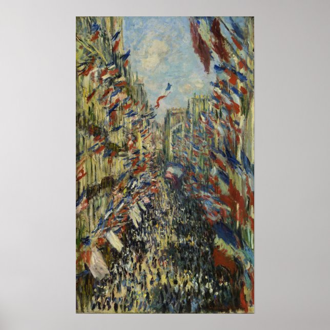 Monet - Rue Montorgueil i Paris Firande Poster (Framsidan)