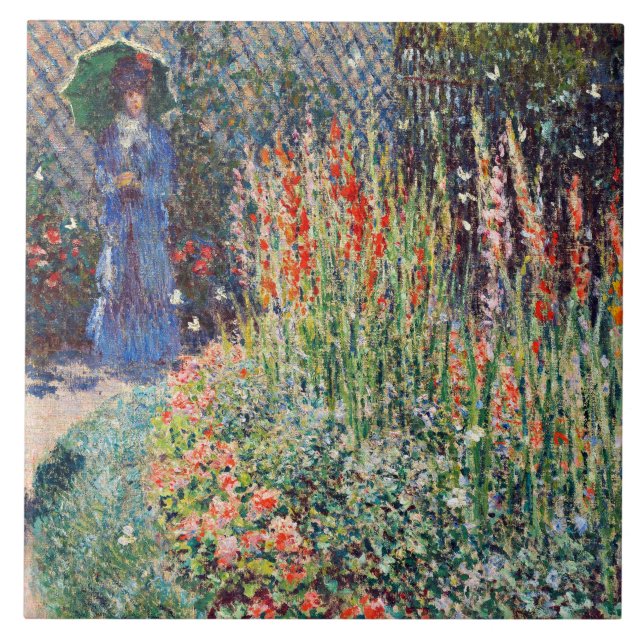 Monet - Rundad blomma, berömd, målning Kakelplatta (Framsidan)