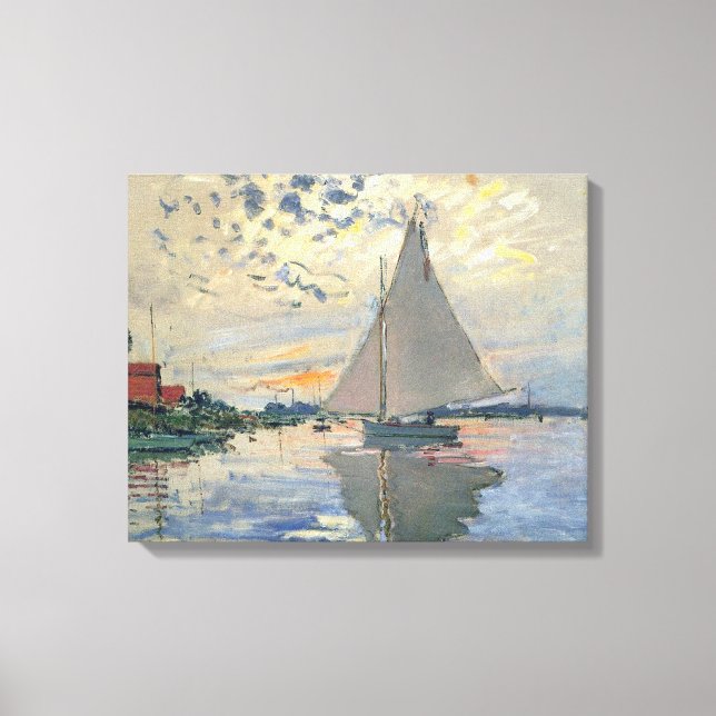 Monet Sailboat Fransk Impressionism Classic Art Canvastryck (Framsida)