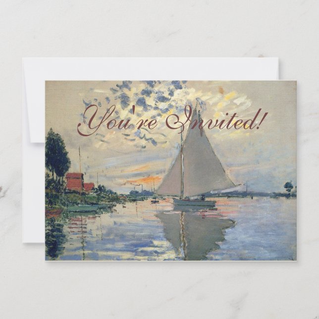 Monet Sailboat Fransk Impressionism Classic Art Inbjudningar (Framsida)