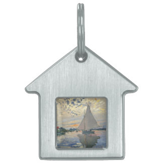 Monet Sailboat Fransk Impressionism Classic Art Namnbricka Husdjur
